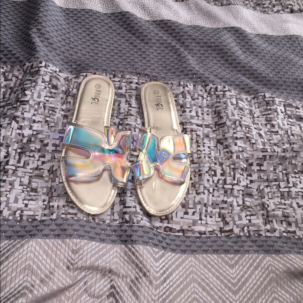 Rouge Iridescent “H” Slide Sandals Size 12